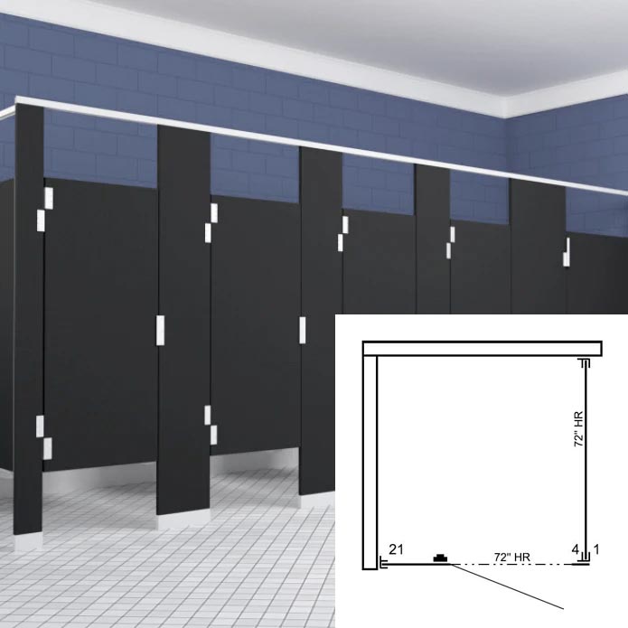 Scranton Hiny Hiders Toilet Partition (Solid Plastic) 1 ADA In Corner (60"W x 61-1/4"D) ICADA-PL-SCRANTON