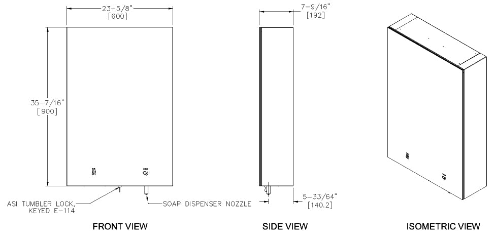 ASI Velare Behind the Mirror System w/ Liquid Soap Dispenser and