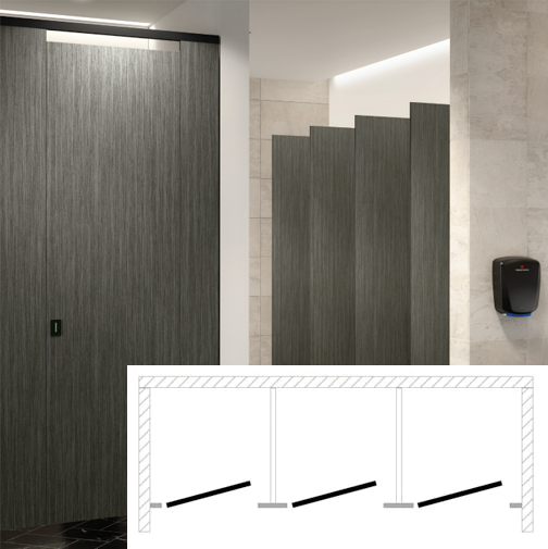 Hadrian Toilet Partition (Phenolic) 3 Between Wall (108" W x 60" D) - BW3-HADRIAN-PHEN