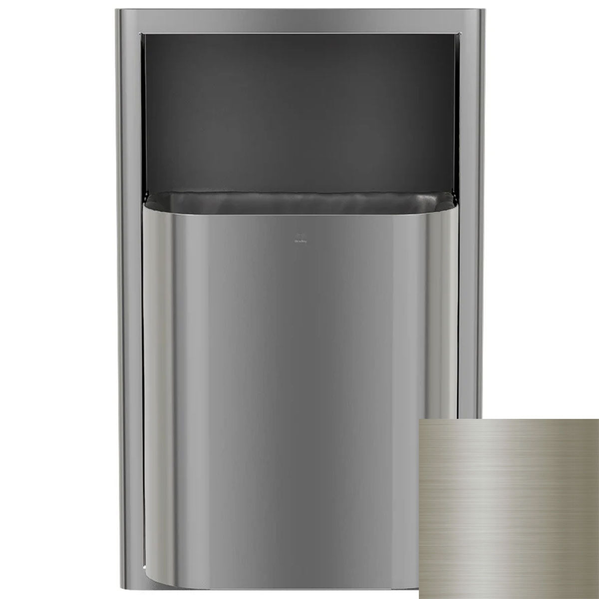 Bradley Elvari Series Waste Receptacles - Recessed, Small Capacity, 8 GAL - 3B1-003400-BN, Brushed Nickel