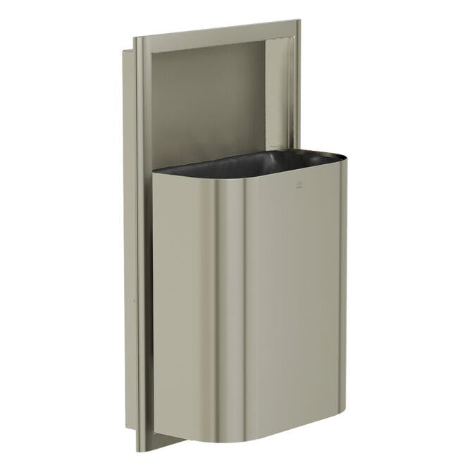 Bradley Elvari Series Waste Receptacles - Semi-Recessed, Small Capacity, 8 GAL - 3B1-103400-BN, Brushed Nickel