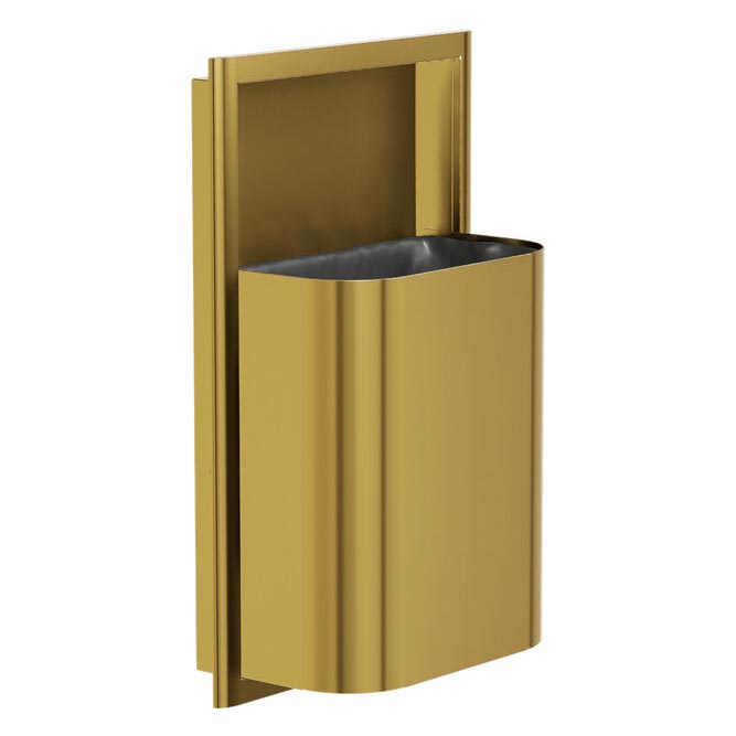 Bradley Elvari Series Waste Receptacles - Semi-Recessed, Small Capacity, 8 GAL - 3B1-103400-BR, Brushed Brass