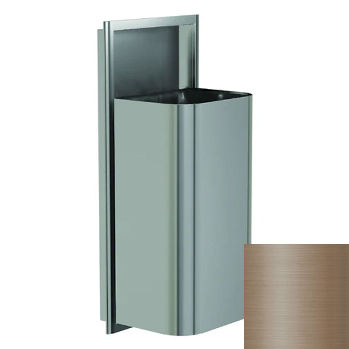Bradley Elvari Series Waste Receptacles - Semi-Recessed, Large Capacity, 18 GAL - 3B1-103600-BZ, Brushed Bronze