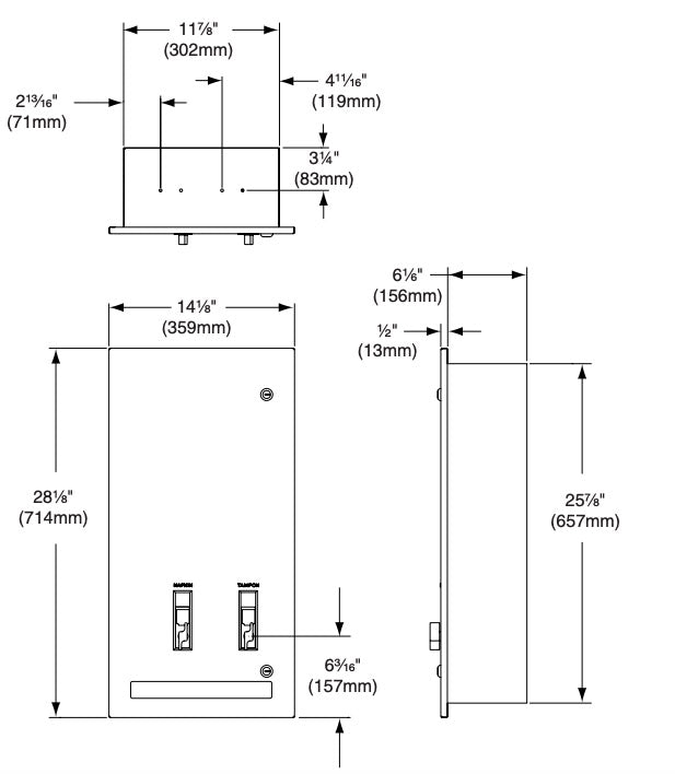 Bradley 4017-400000 Commercial Restroom Sanitary Napkin/ Tampon Dispenser, Recessed-Mounted, Stainless Steel