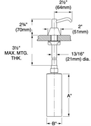 Bradley 6322-680000 Commercial Liquid Soap Dispenser, Countertop Mounted, Manual-Push, Stainless Steel - 2.5" Spout Length