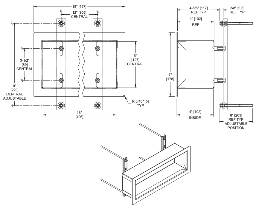 ASI 130 Security Shelf - Chase Mount - Recessed