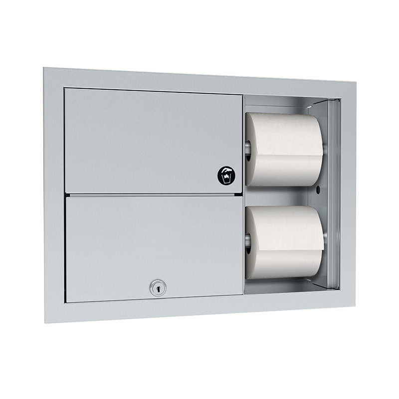 ASI 04822 Toilet Tissue Dispenser and Napkin Disposal, Recessed