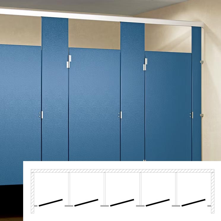 ASI Global Toilet Partition (Plastic) 5 Between Wall (180"W x 61-1/4"D) BW53660