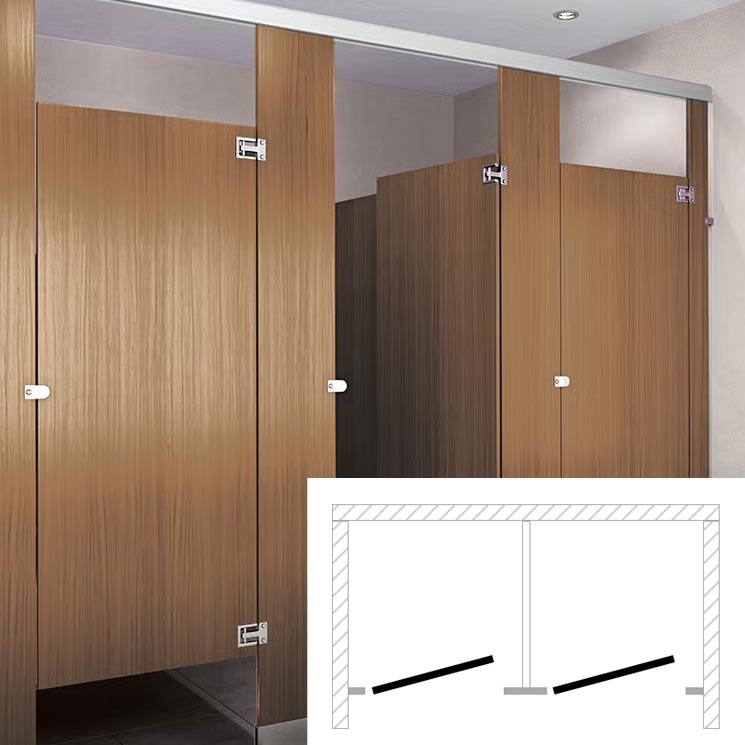 ASI Global Toilet Partition (Plastic Laminate) 2 Between Wall (72"W x 61-1/4"D) - BW23660