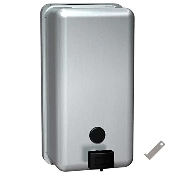 ASI 0347 Commercial Liquid Soap Dispenser, Surface-Mounted, Manual-Push, Stainless Steel - 40 Oz