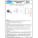 Bobrick B-677 Commercial Robe & Towel Pin, Stainless Steel
