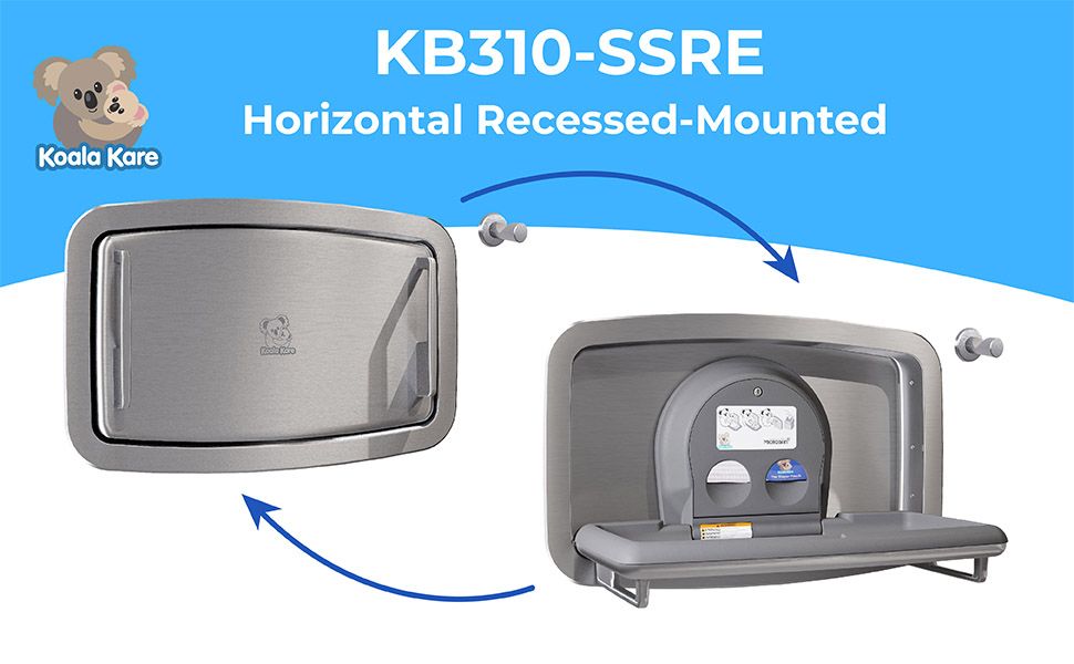 Koala Kare KB310-SSRE Horizontal Stainless Steel Recessed-Mounted Baby Changing Station
