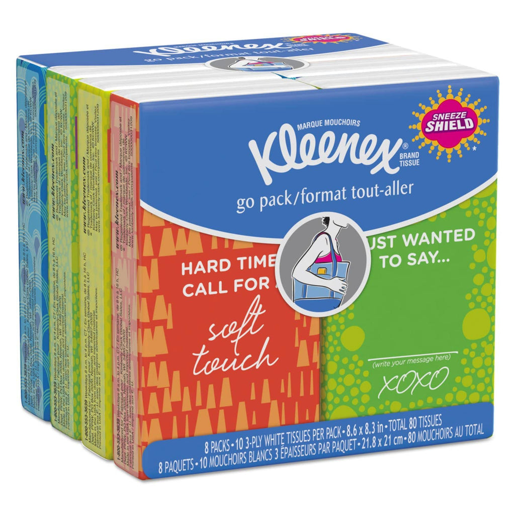 Kleenex On The Go Packs Facial Tissues, 3-Ply, White, 10 Sheets