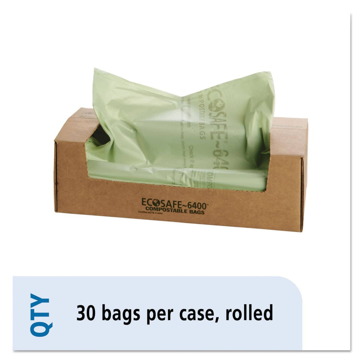Stout Ecosafe-6400 Bags, 64 Gal, 0.85 Mil, 48" X 60", Green, 30/Box - STOE4860E85 - TotalRestroom.com
