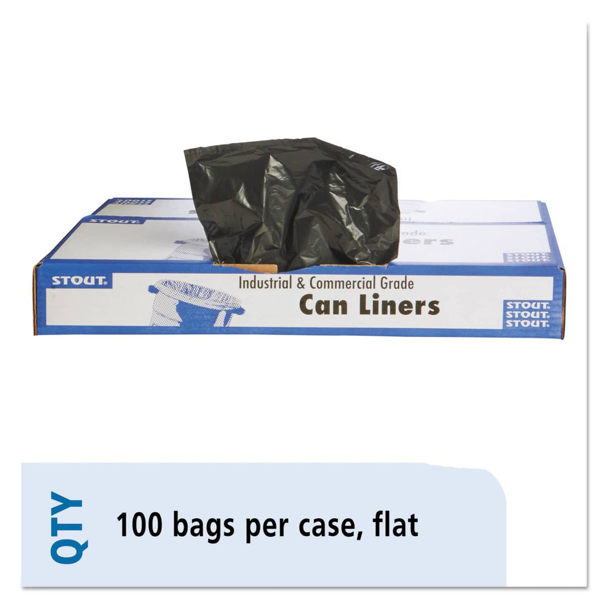 Stout Total Recycled Content Plastic Trash Bags, 60 Gal, 1.5 Mil, 38" X 60", Brown/Black, 100/Carton - STOT3860B15 - TotalRestroom.com