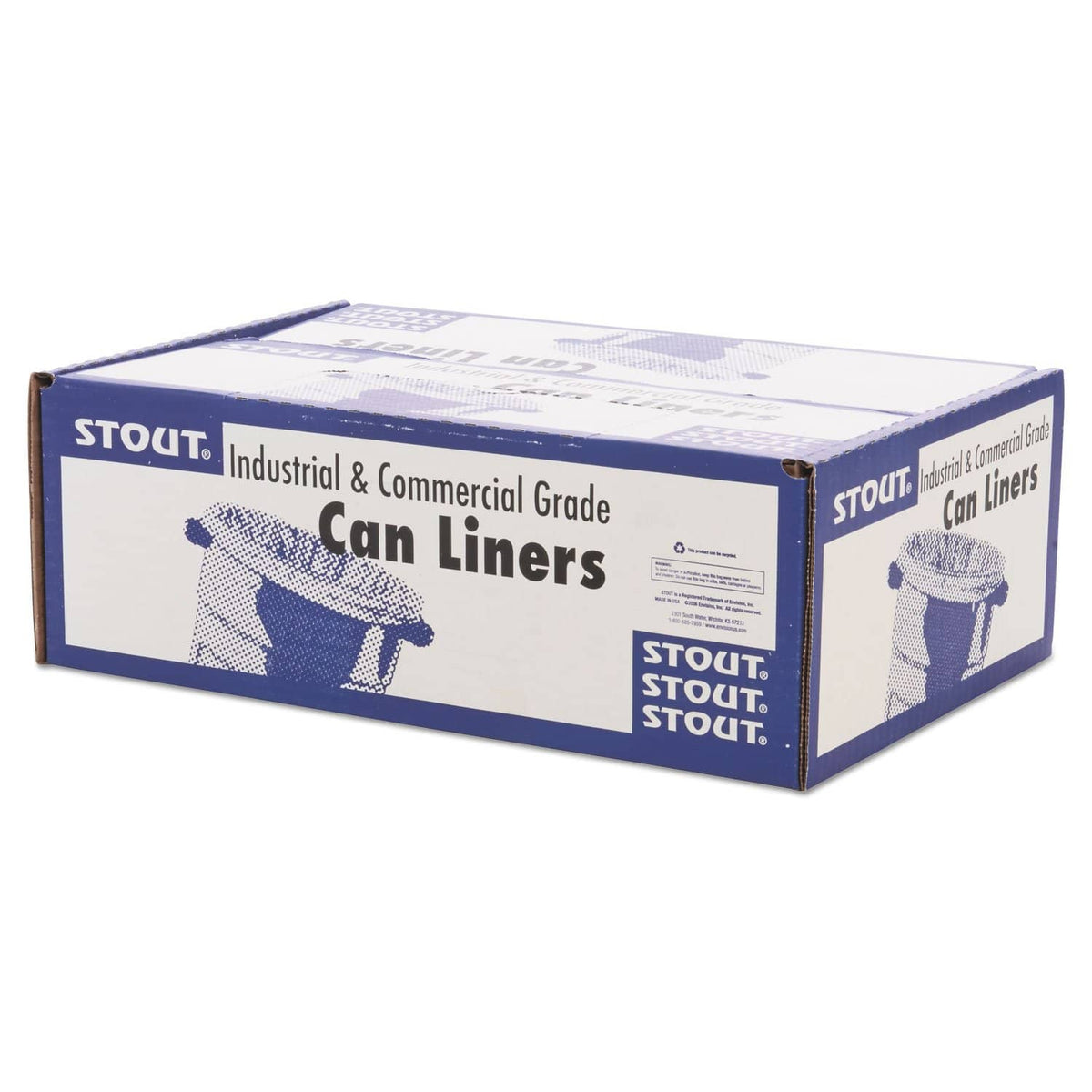 Stout Total Recycled Content Plastic Trash Bags, 60 Gal, 1.5 Mil, 36" X 58", Brown/Black, 100/Carton - STOT3658B15 - TotalRestroom.com