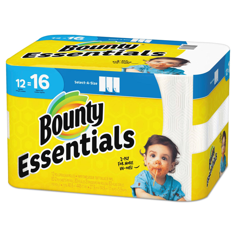Bounty Essentials Select-A-Size Paper Towels, 2-Ply, 83 Sheets/Roll, 12 Rolls/Carton - PGC74682