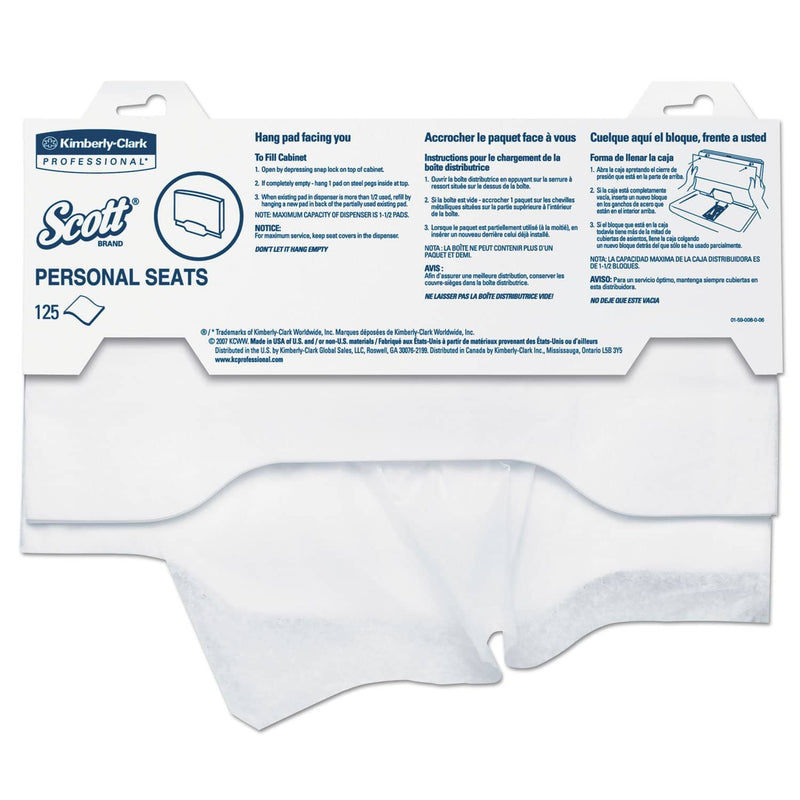 Scott Personal Seats Sanitary Toilet Seat Covers, 15" X 18", 125/Pack, 3000/Carton - KCC07410CT - TotalRestroom.com