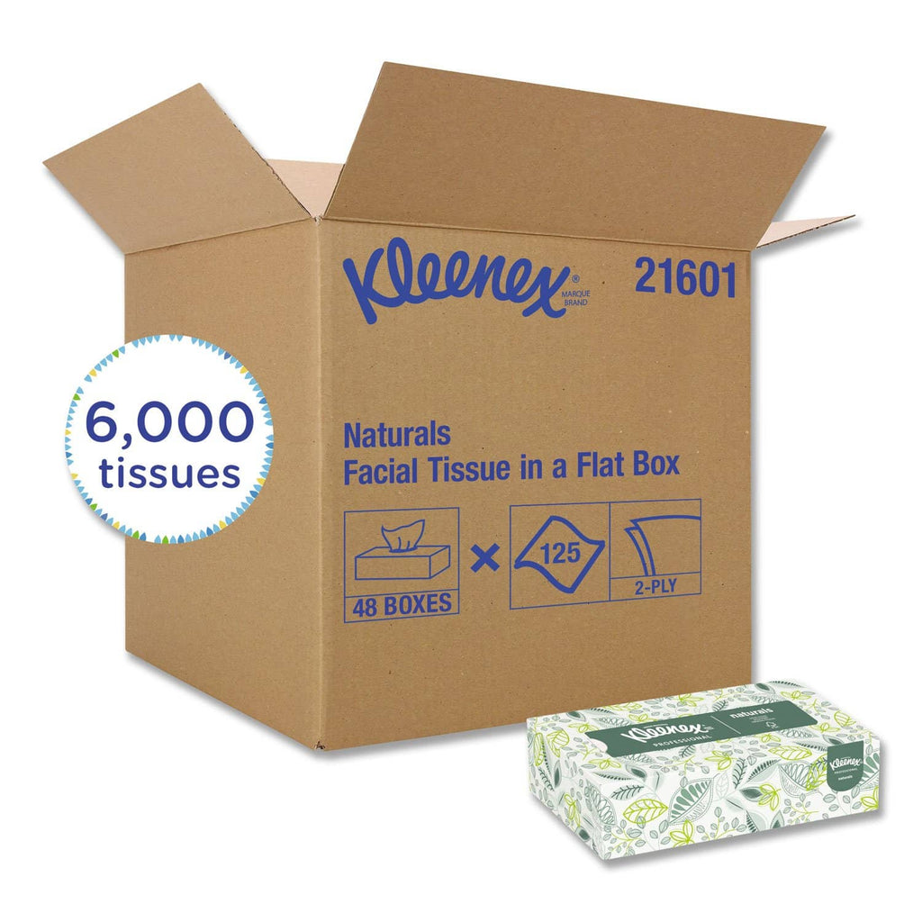 Kleenex Naturals Facial Tissue, 2-Ply, White, 125 Sheets/Box