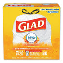 Glad Odorshield Tall Kitchen Drawstring Bags, 13 Gal, 0.95 Mil, 24" X 27.38", White, 80/Box - CLO78901BX - TotalRestroom.com