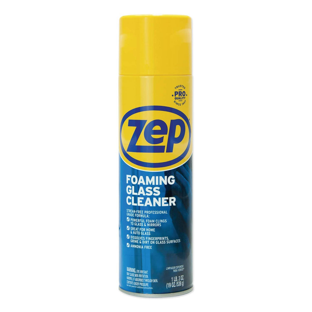 Zep Foaming Glass Cleaner, 19 Oz Aerosol, Mint Scent ZPEZUFGC19EA