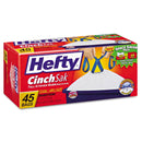 Hefty Cinch Sak Tall Kitchen And Trash Bags, 13 Gal, 0.9 Mil, 24" X 27.38", White, 45/Box - RFPE84572 - TotalRestroom.com