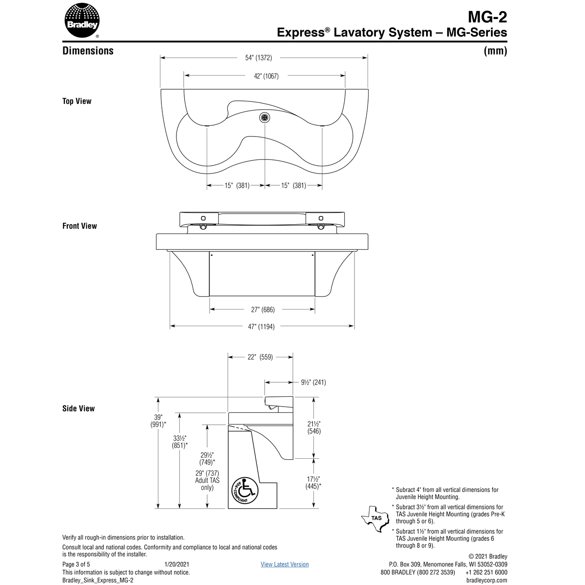 Bradley MG-2 Handwashing Lavatory