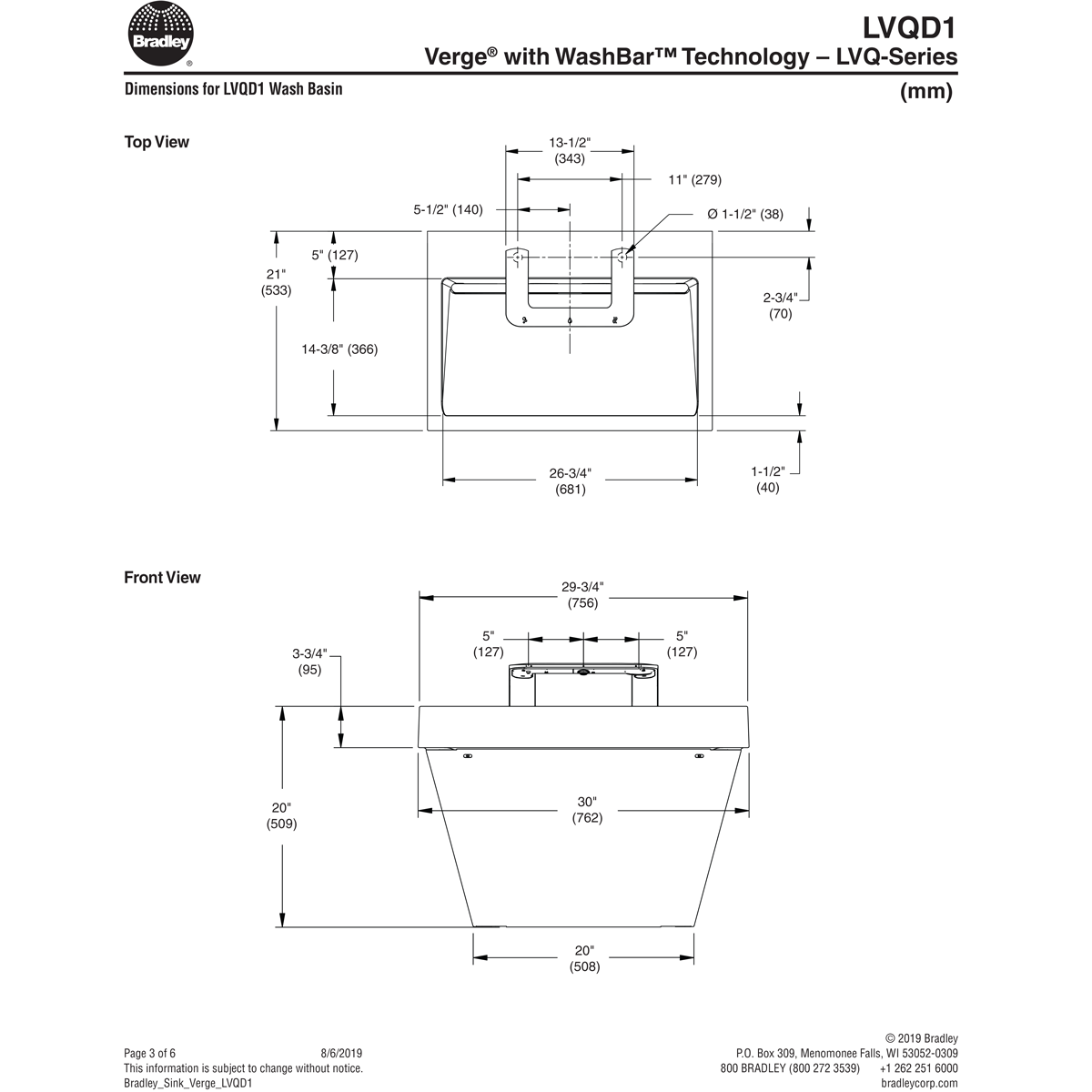 Bradley Verge with WashBar Technology - LVQ-Series, One-Station, LVQD1