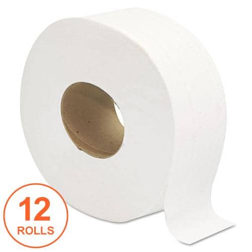 GEN Jumbo Jrt Bath Tissue, Septic Safe, 2-Ply, White, 3 1/4" X 720 Ft, 12 Rolls/Carton - GEN202 - TotalRestroom.com