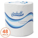 Windsoft Bath Tissue, Septic Safe, 2-Ply, White, 4.5 X 3, 500 Sheets/Roll, 48 Rolls/Carton - WIN2405 - TotalRestroom.com