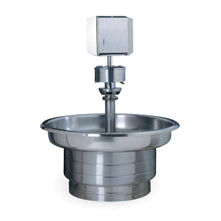 Bradley 54" Circular Stainless Steel Washfountain, Foot Control, A Drain - WF2708F-A-MMV-LSD - TotalRestroom.com