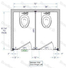 Bradley BW23660-PBC Toilet Partition, 2 Between Wall Compartments, 72" W x 61-1/4" D, Phenolic - TotalRestroom.com
