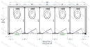 Bradley BW53660-PBC Toilet Partition, 2 Between Wall Compartments, 108" W x 61-1/4" D, Phenolic - TotalRestroom.com