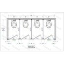Bradley BW43660 Toilet Partition, 4 Between Wall Compartments, 144" W x 61-1/4" D, Metal - TotalRestroom.com