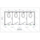 Bradley BW43660 Toilet Partition, 4 Between Wall Compartments, 144"W x 61-1/4"D, Stainless Steel - TotalRestroom.com
