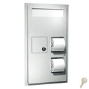 ASI 0482 Commercial Seat-Cover/ Toilet Paper Dispenser and Waste Receptacle, Recessed-Mounted, Stainless Steel