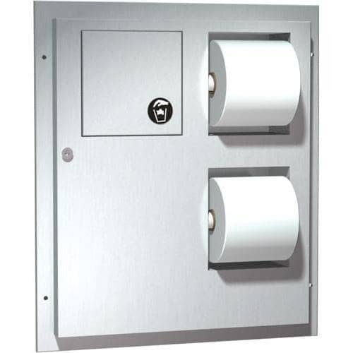 ASI 04813-HC Combination Commercial Toilet Paper Dispenser/Sanitary Napkin Disposal, Partition-Mounted, Stainless Steel