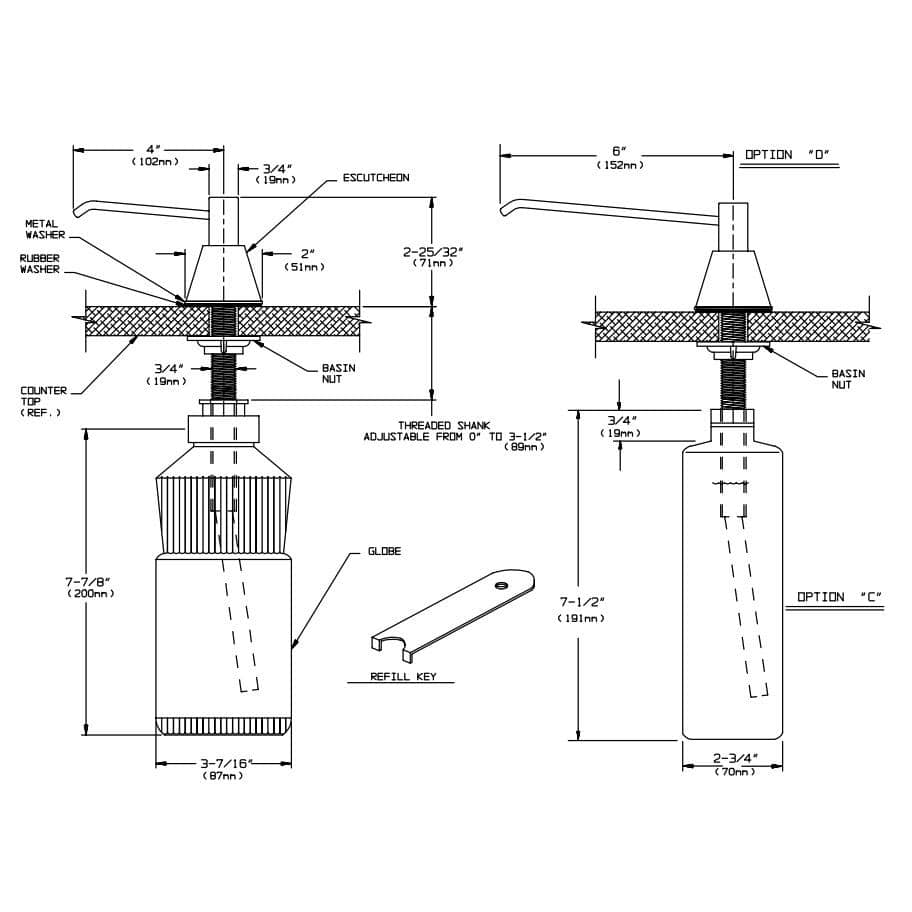 ASI 0332-D Commercial Foam Soap Dispenser, Countertop Mounted, Manual-Push, Stainless Steel - 6