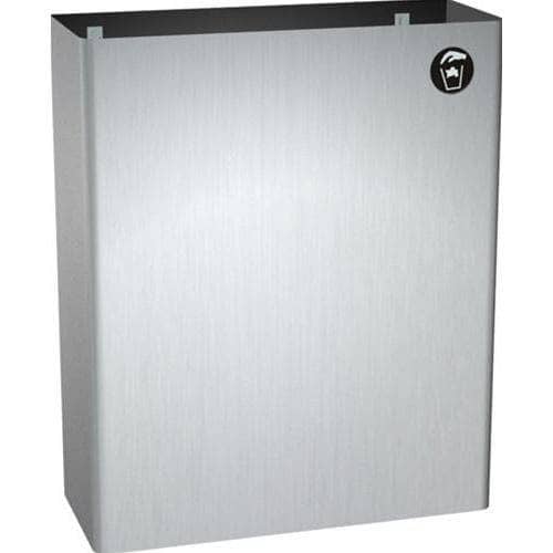 ASI 0828 Commercial Restroom Waste Receptacle, 6.5 Gallon, Surface-Mounted, 14" W x 17" H, 6-1/2" D, Stainless Steel - TotalRestroom.com