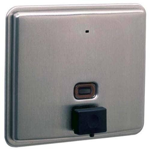 Bobrick B-4063 Commercial Liquid Soap Dispenser, Recessed-Mounted, Manual-Push, Stainless Steel - 50 Oz - TotalRestroom.com