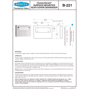 Bobrick B-221 Commercial Toilet Seat Cover Dispenser, Surface-Mounted, Stainless Steel