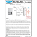 Bobrick B-35903 Commercial Paper Towel Dispenser, Recessed-Mounted, Stainless Steel