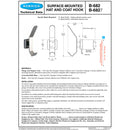 Bobrick B-6827 Commercial Heavy-Duty Hat & Coat Hook, 2" W x 6-1/2" H x 3-1/16" D, Stainless Steel w/ Satin Finish