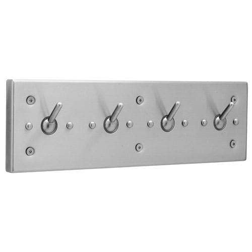 Bobrick B-985 Commercial Vandal-Resistant Clothes Hook Strip, 18" W x 5-1/2" H x 7/8" D, Stainless Steel - TotalRestroom.com