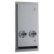 Bobrick 3706 Commercial Restroom Sanitary Napkin/ Tampon Dispenser, 25 Cents, Semi Recessed/Recessed-Mounted, Stainless Steel - TotalRestroom.com