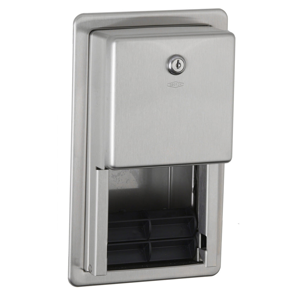 Bobrick B-3888 Commercial Toilet Paper Dispenser, Recessed-Mounted, Stainless Steel w/ Satin Finish