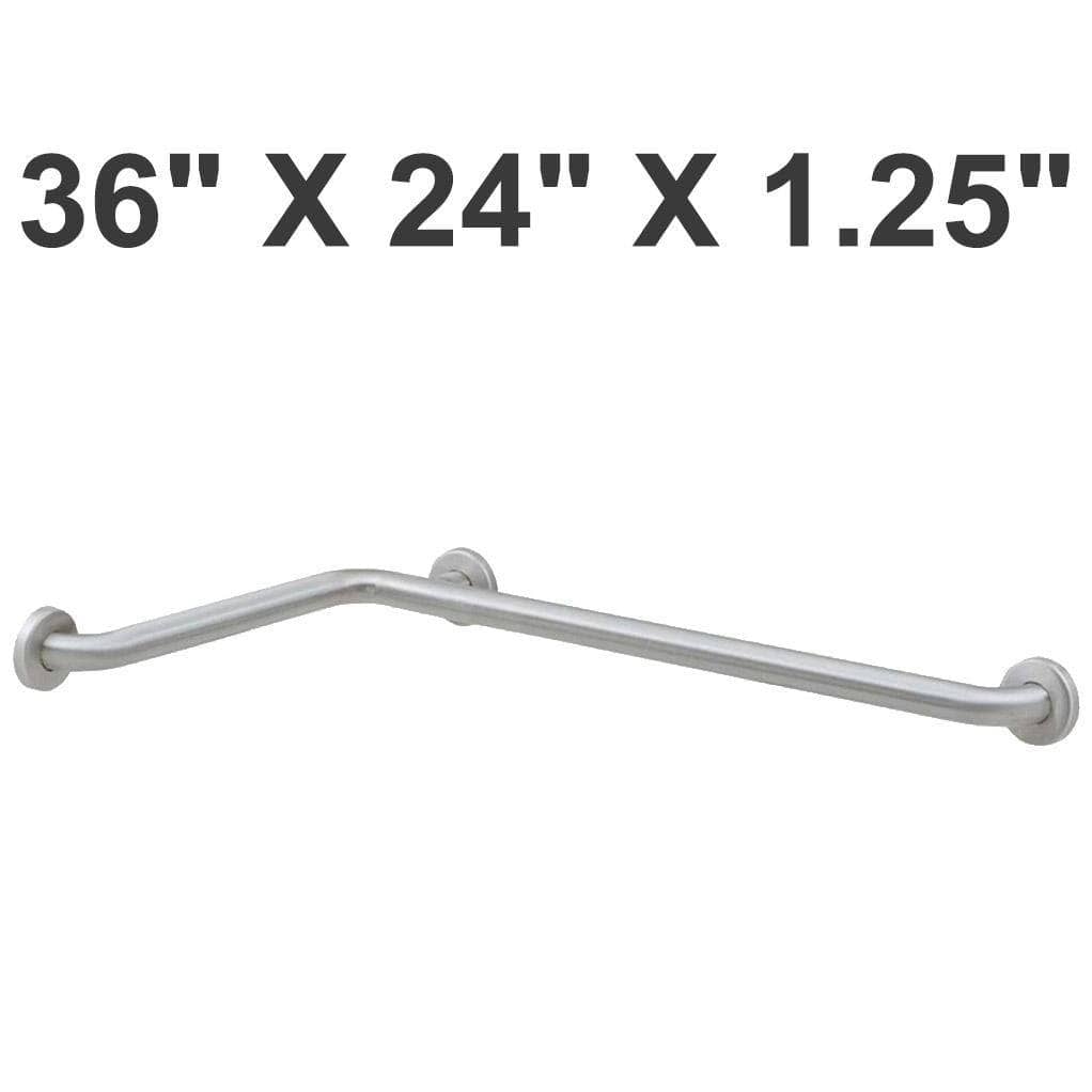 Bobrick B-58616 Commercial Two Wall Grab Bar, 1-1/4" Diameter x 36" Length, Stainless Steel - TotalRestroom.com