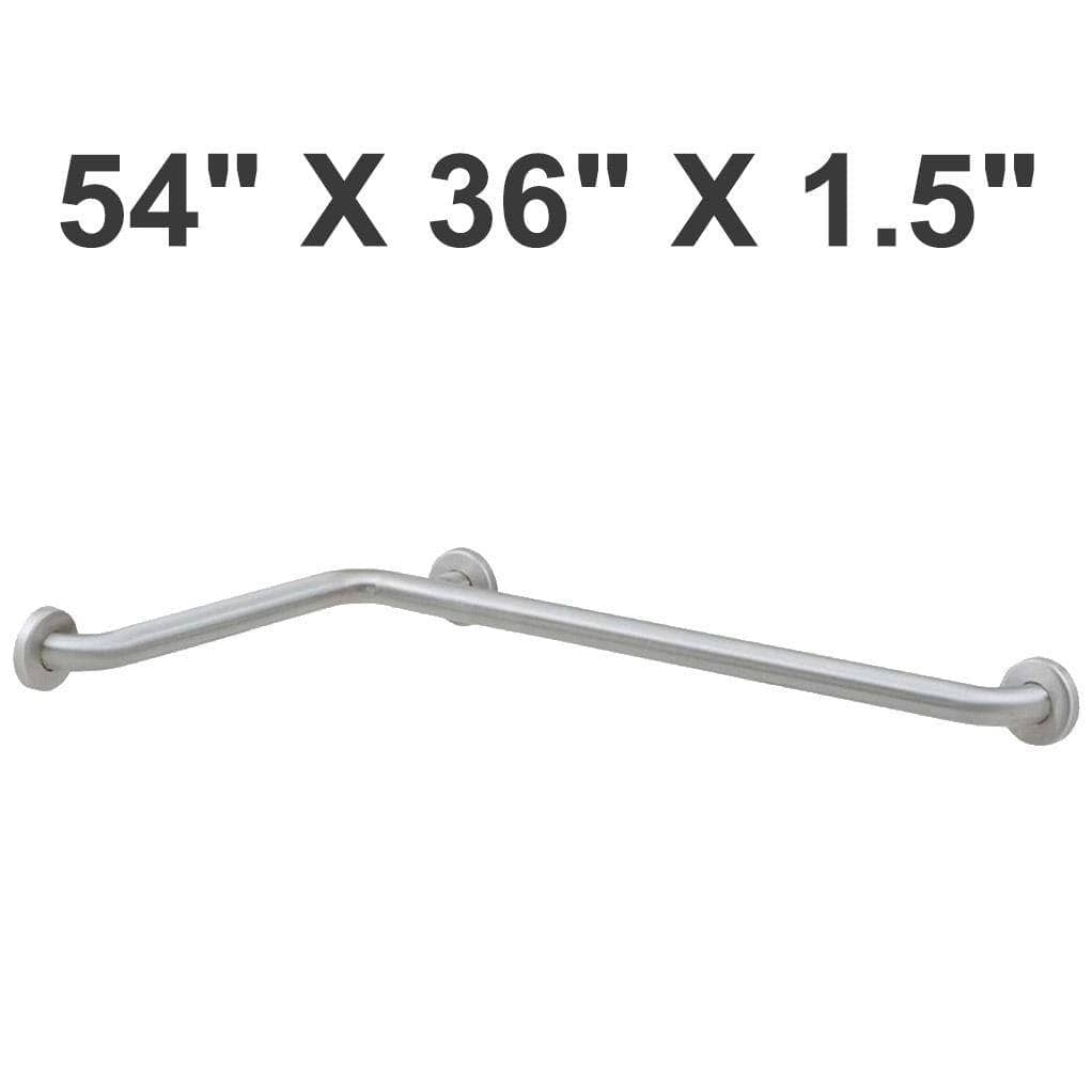 Bobrick B-68137 Commercial Two Wall Grab Bar, 1-1/2" Diameter x 54" Length, Stainless Steel - TotalRestroom.com