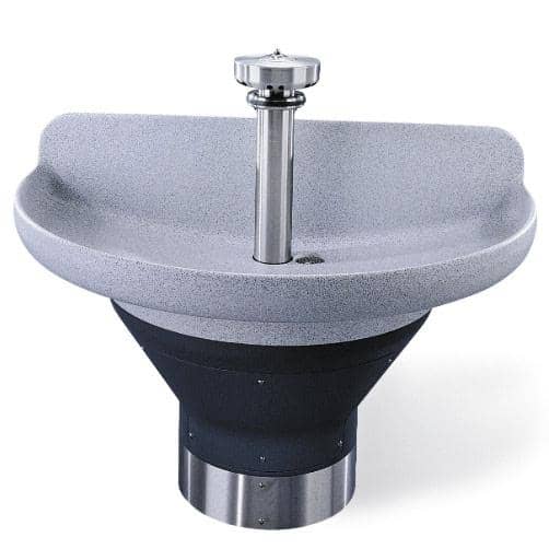 Bradley 54" Semi-Circular Terreon Washfountain, Infrared Activation, B Drain - TDB3104-B-IR-TMA-LSD - TotalRestroom.com