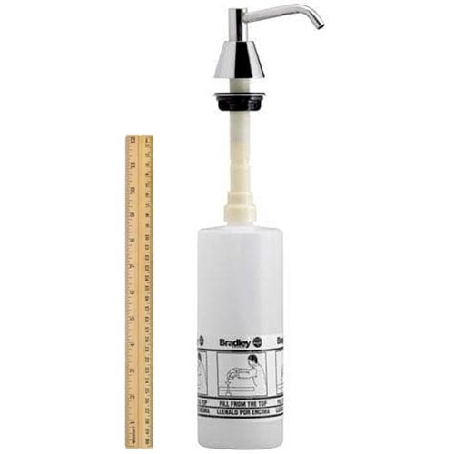 Bradley 6324-68 Commercial Liquid Soap Dispenser, Countertop Mounted, Manual-Push, Stainless Steel - 4" Spout, 32 oz